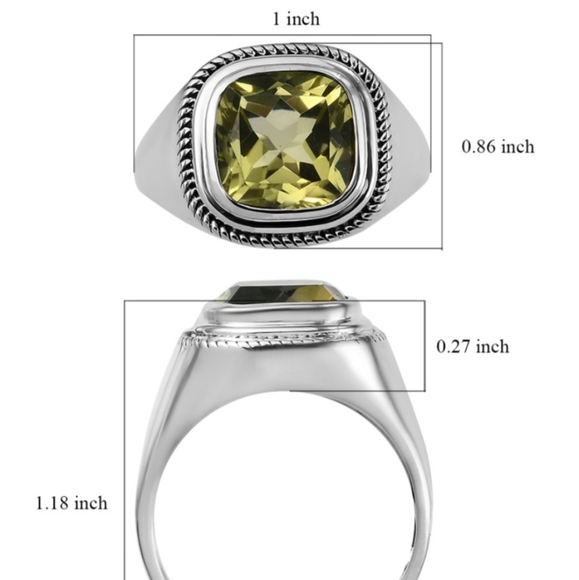 NWT💙HOST PICK💙MENS LEMON QUARTZ ASSCHER CUT GEMSTONE RING - Picture 4 of 4